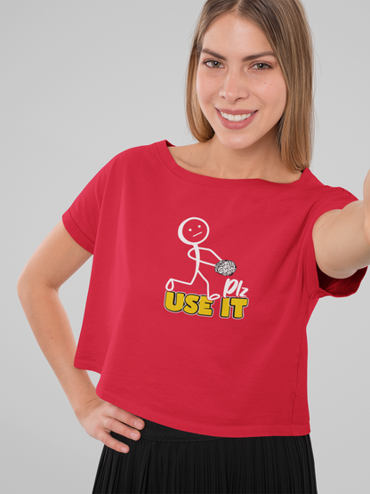 Plz Use it Crop T-shirt