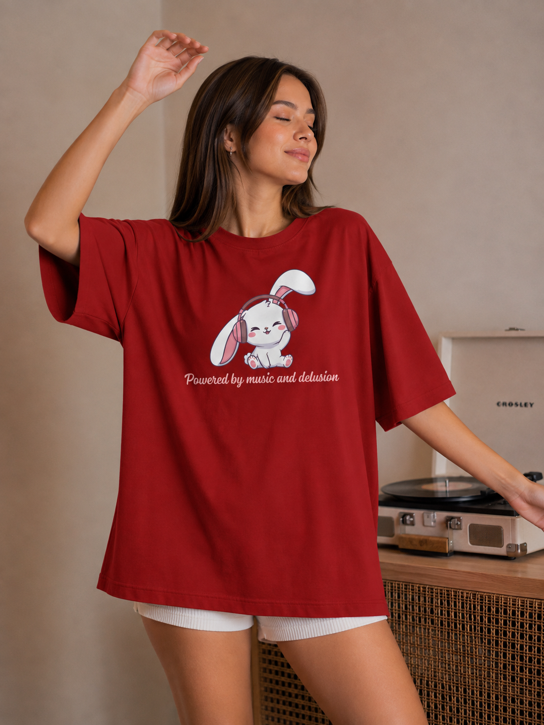 Powered by Music and Delusion Oversized T-Shirt