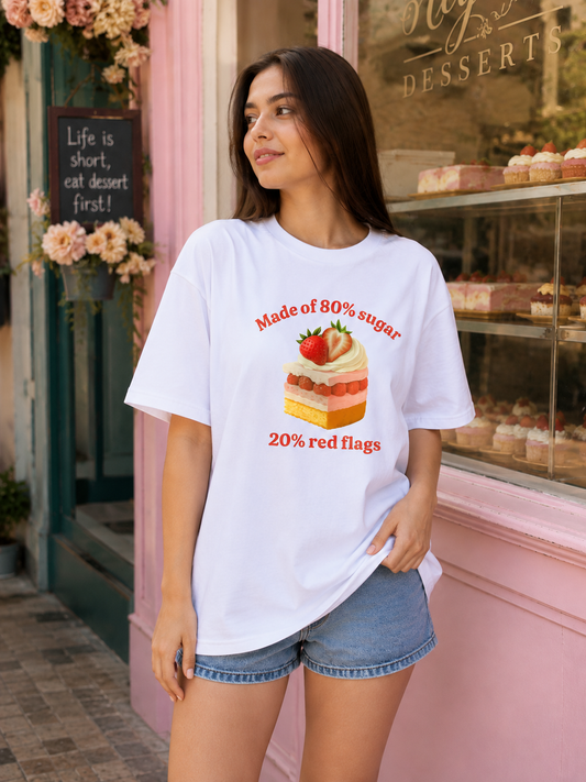 Made of 80%Sugar,20% red flags Oversized Classic T-Shirt