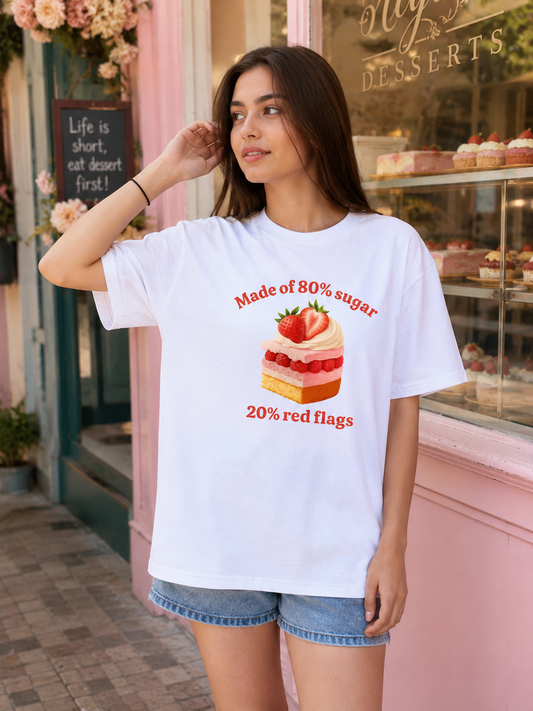 Made of 80%Sugar,20% red flags Oversized Classic T-Shirt