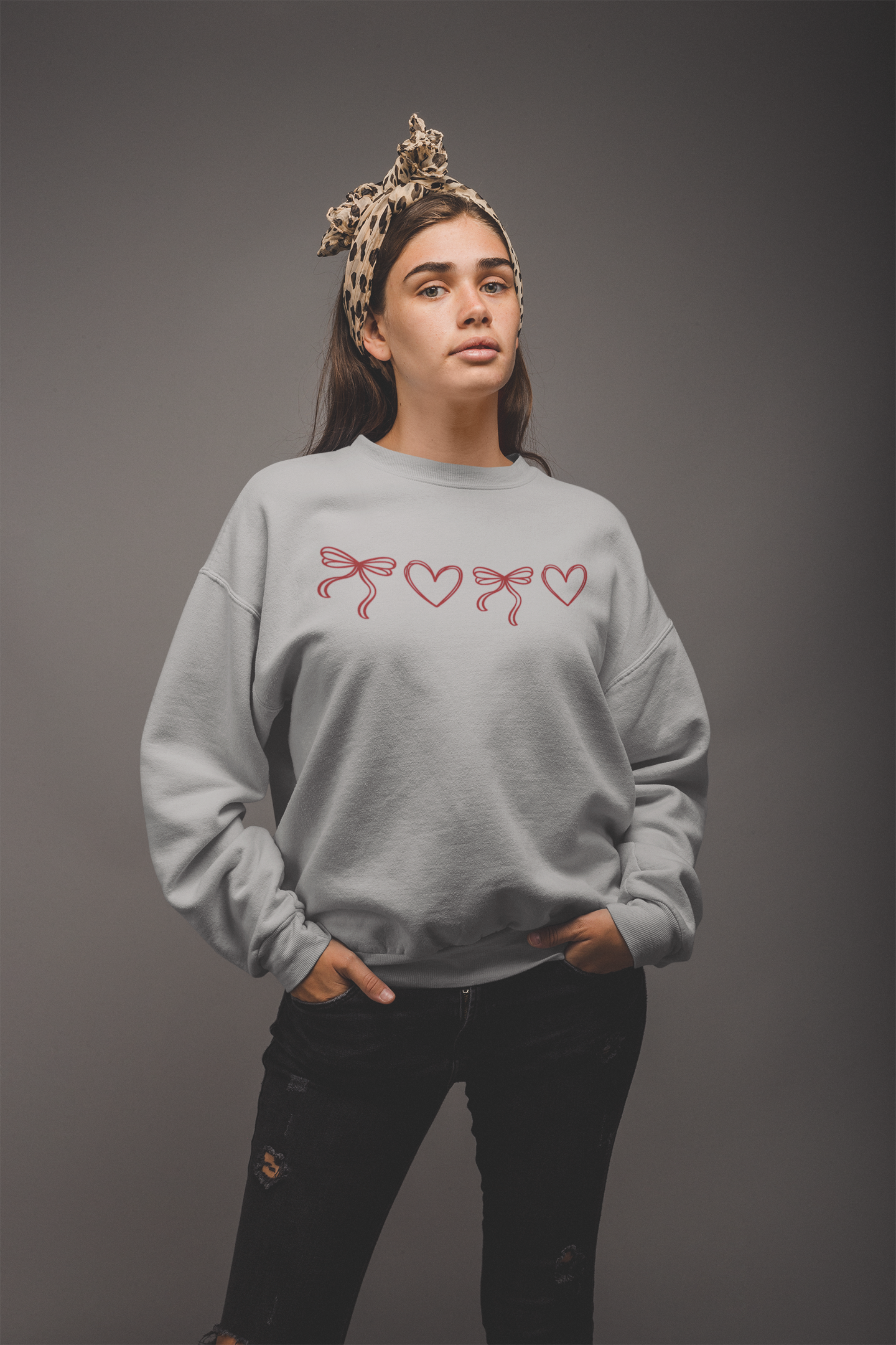 Valentine Bow & Heart Sweatshirt