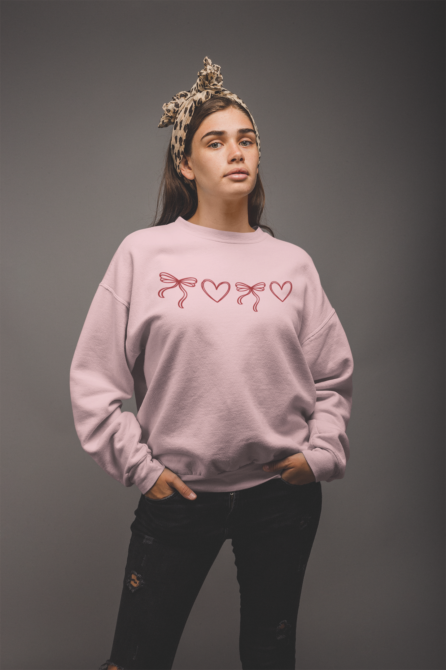 Valentine Bow & Heart Sweatshirt
