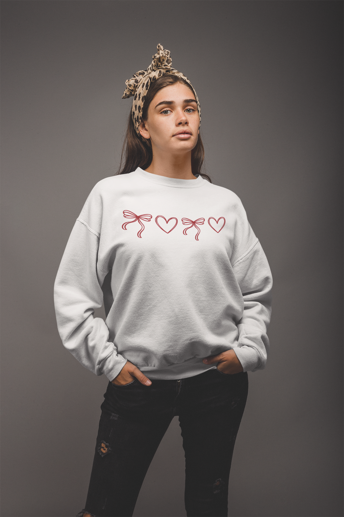 Valentine Bow & Heart Sweatshirt