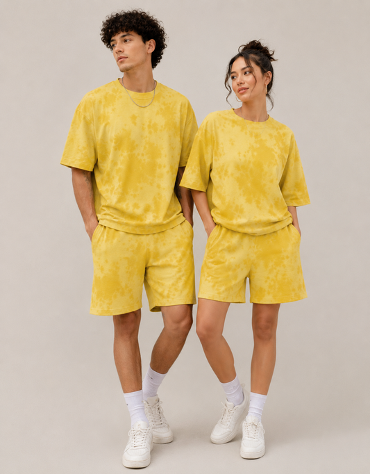 Yellow Unisex Tie Dye Oversized Co-ord set