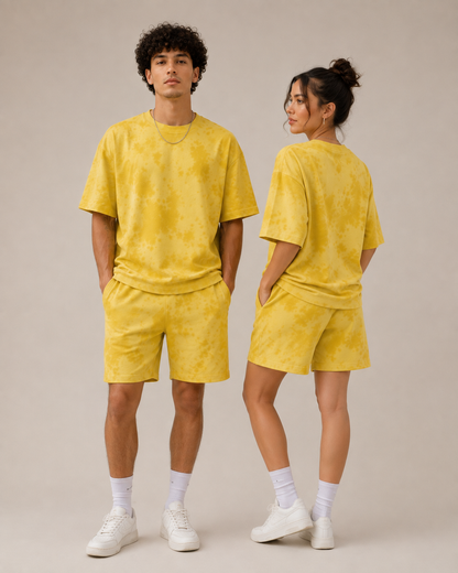 Yellow Unisex Tie Dye Oversized Co-ord set