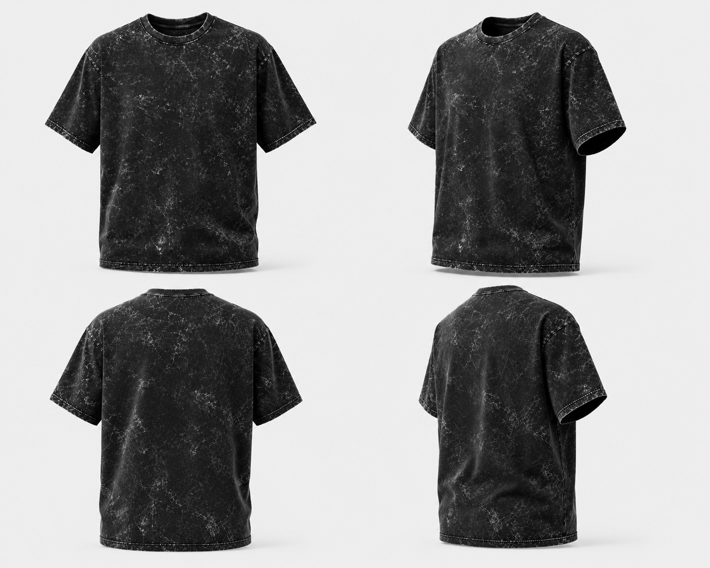 Unisex Acid Washed Oversized Tee - Black