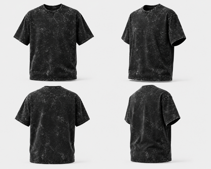 Unisex Acid Washed Oversized Tee - Black