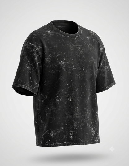 Unisex Acid Washed Oversized Tee - Black