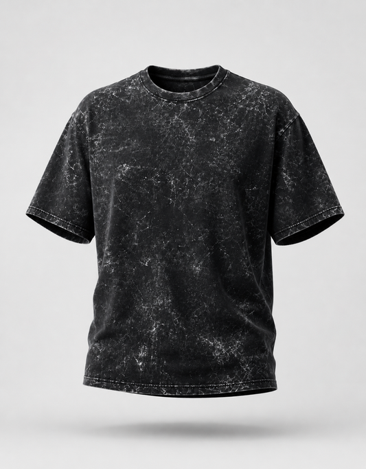 Unisex Acid Washed Oversized Tee - Black