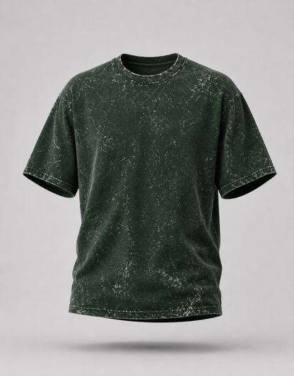 Unisex Acid Washed Oversized Tee - Bottle Green