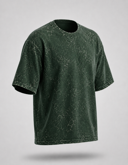 Unisex Acid Washed Oversized Tee - Bottle Green