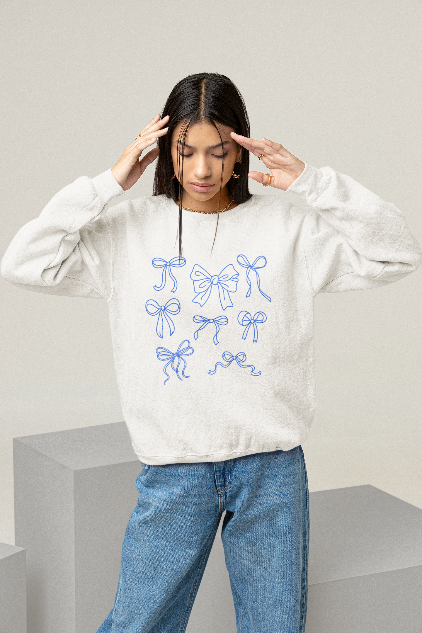 Coquette Blue Bows Sweatshirt