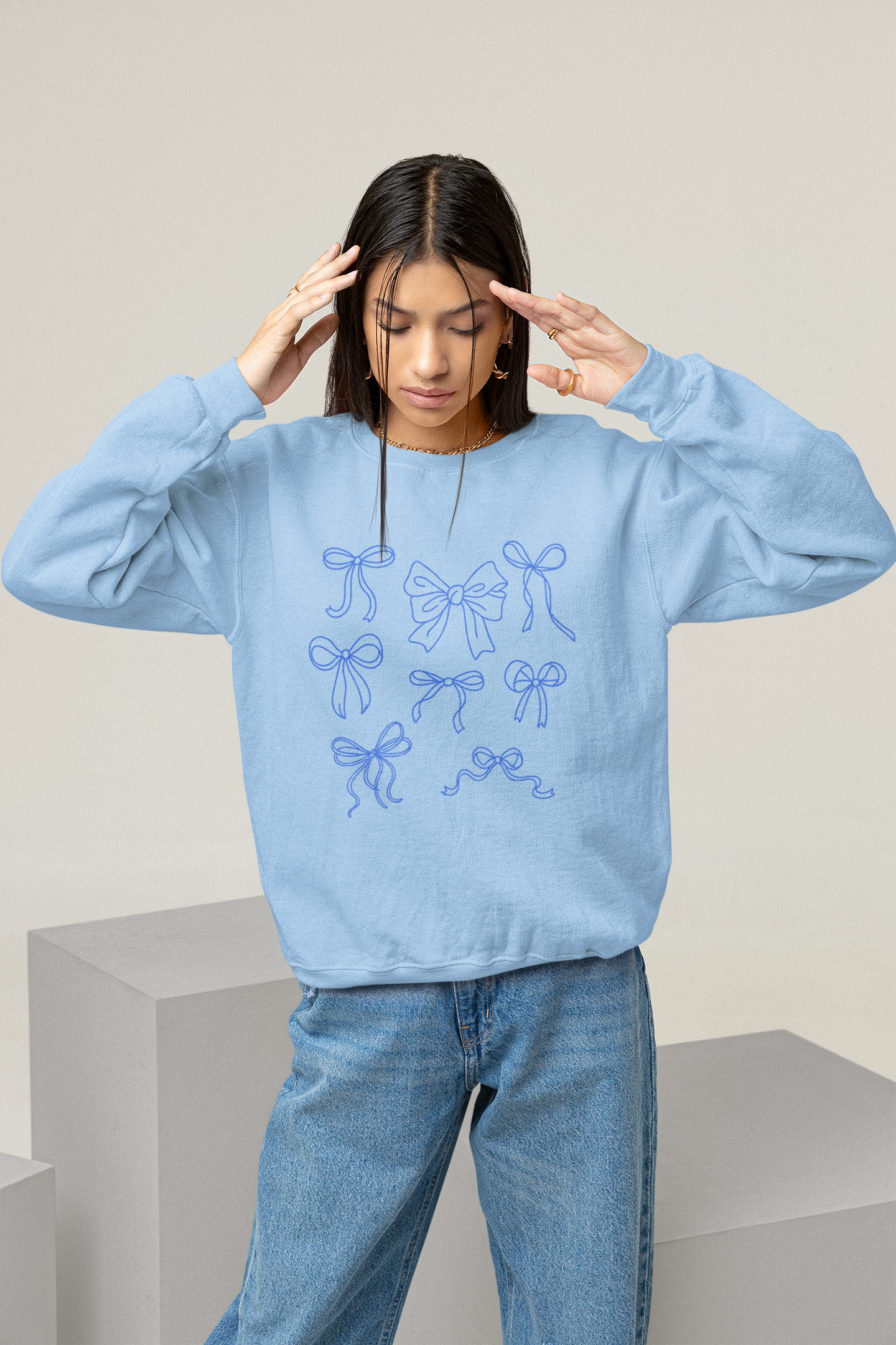Coquette Blue Bows Sweatshirt
