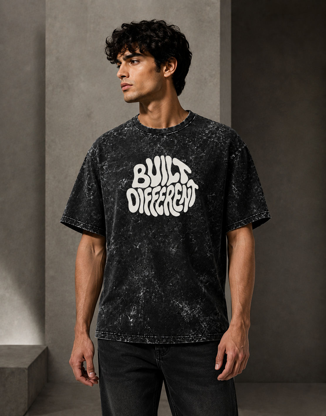 Built Different Unisex Acid Washed Oversized T-shirt