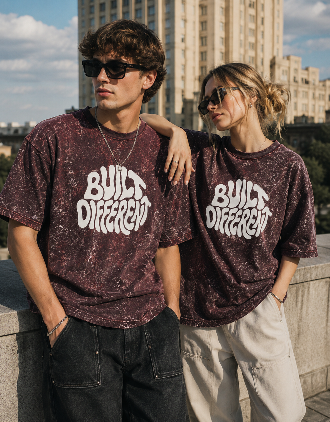 Built Different Unisex Acid Washed Oversized T-shirt