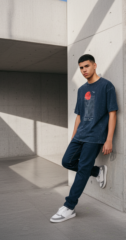 Beyond the Horizon Unisex Acid Washed Oversized T-Shirt