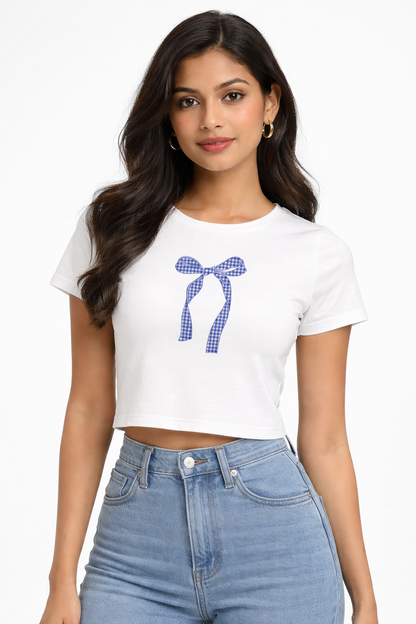 Blue Bow Baby Tee