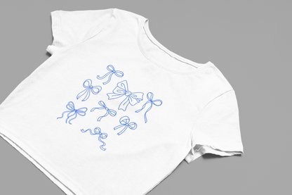 Coquette Blue Bow Crop T-shirt