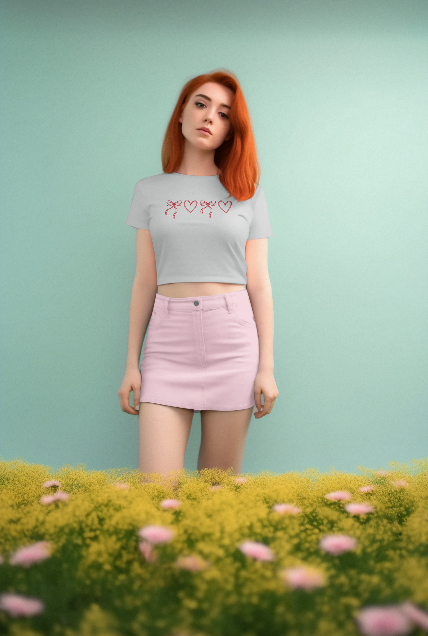 Red Bow & Heart Baby Tee