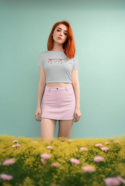 Red Bow & Heart Baby Tee