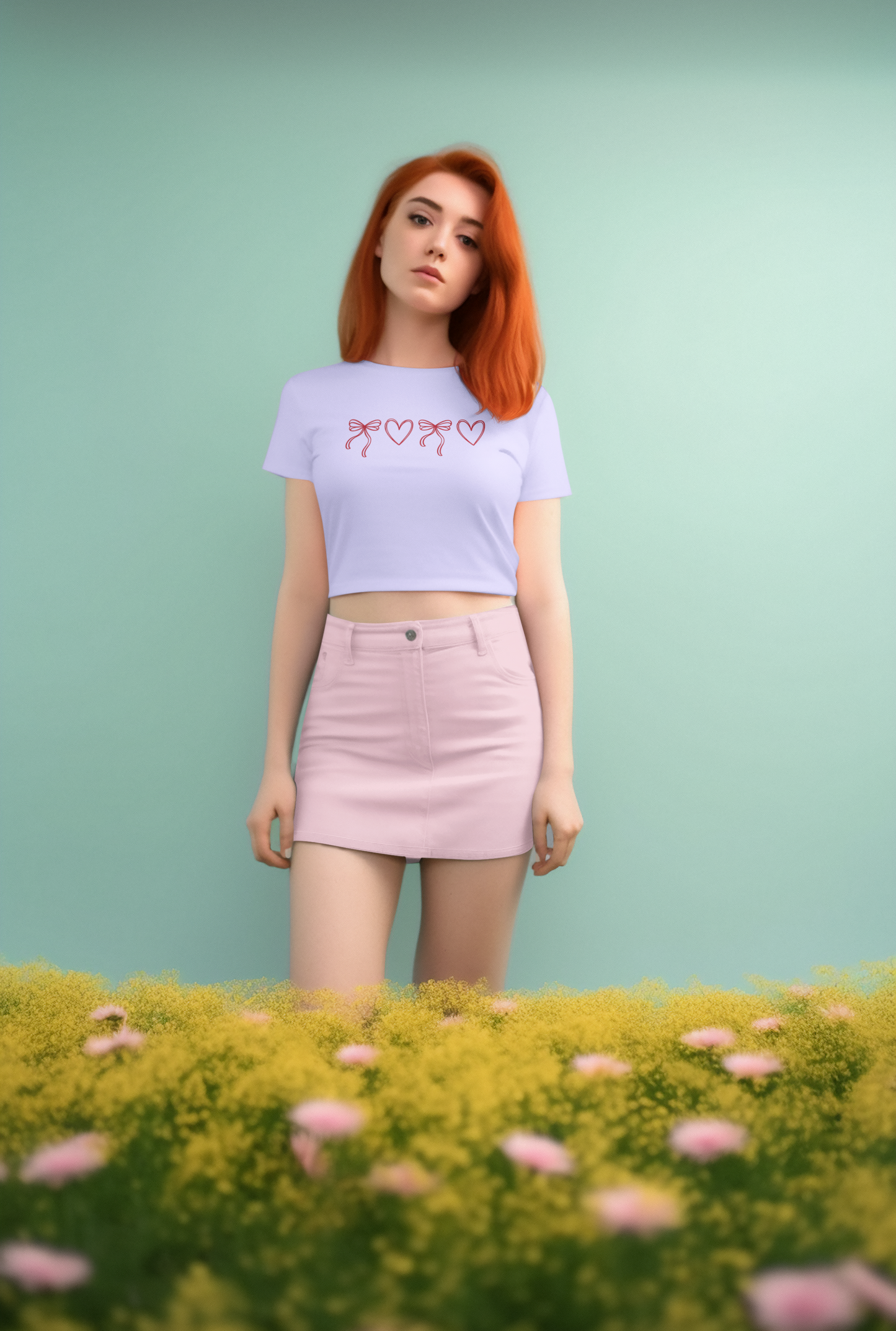 Red Bow & Heart Baby Tee