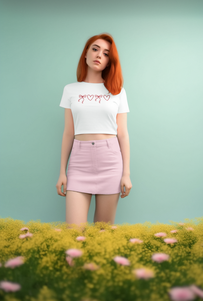 Red Bow & Heart Baby Tee