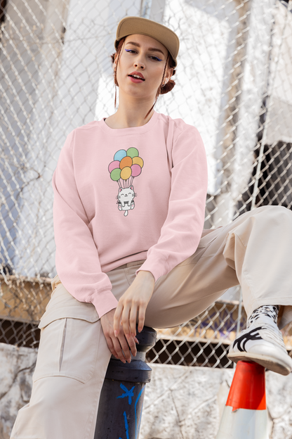 Kawaii Cat & Balloons Sweatshirt