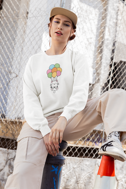 Kawaii Cat & Balloons Sweatshirt