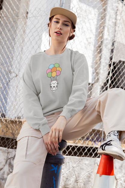 Kawaii Cat & Balloons Sweatshirt