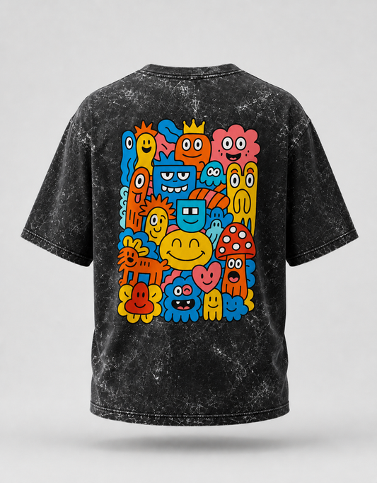 Doodle Squad Unisex Acid Washed Oversized T-shirt