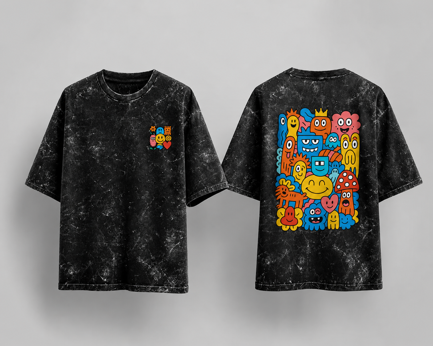 Doodle Squad Unisex Acid Washed Oversized T-shirt