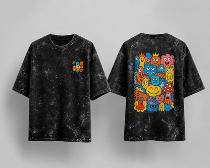 Doodle Squad Unisex Acid Washed Oversized T-shirt
