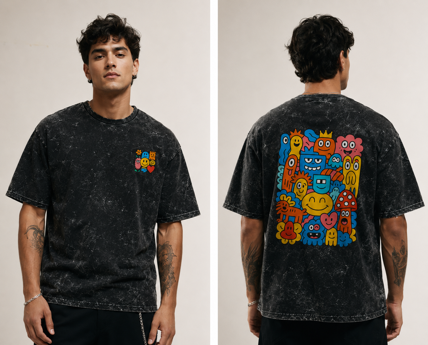 Doodle Squad Unisex Acid Washed Oversized T-shirt