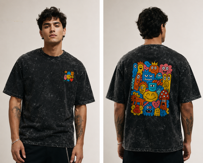 Doodle Squad Unisex Acid Washed Oversized T-shirt