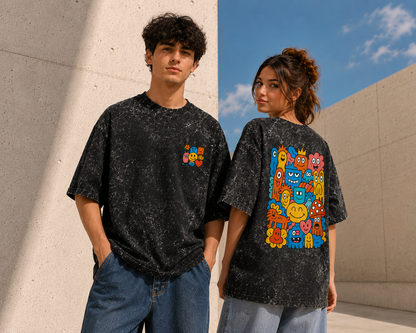 Doodle Squad Unisex Acid Washed Oversized T-shirt
