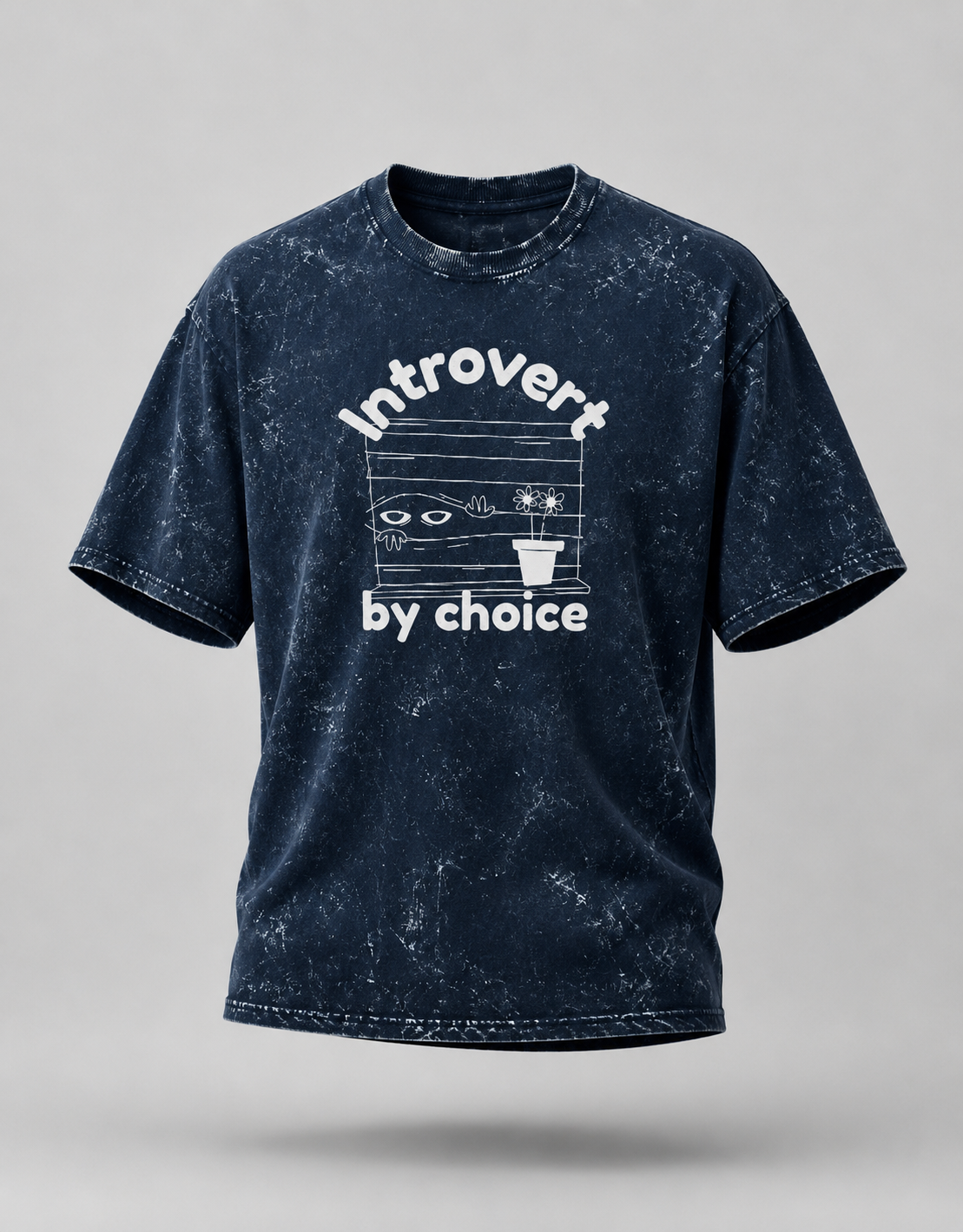 Introvert By Choice Unisex Acid Washed Oversized Tee