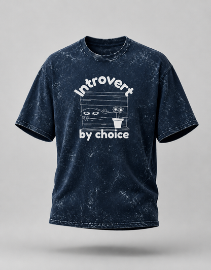 Introvert By Choice Unisex Acid Washed Oversized Tee