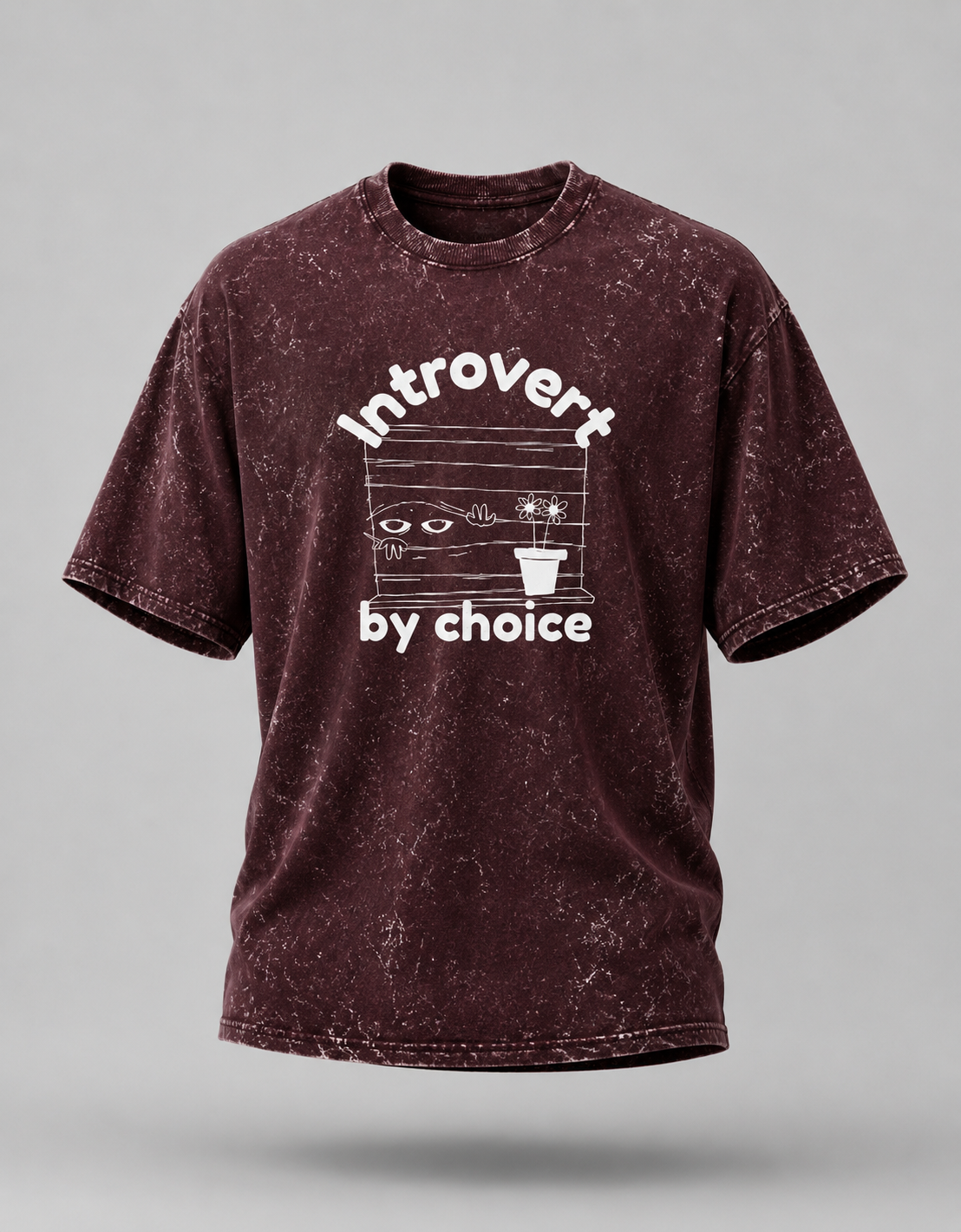 Introvert By Choice Unisex Acid Washed Oversized Tee