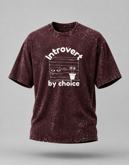 Introvert By Choice Unisex Acid Washed Oversized Tee