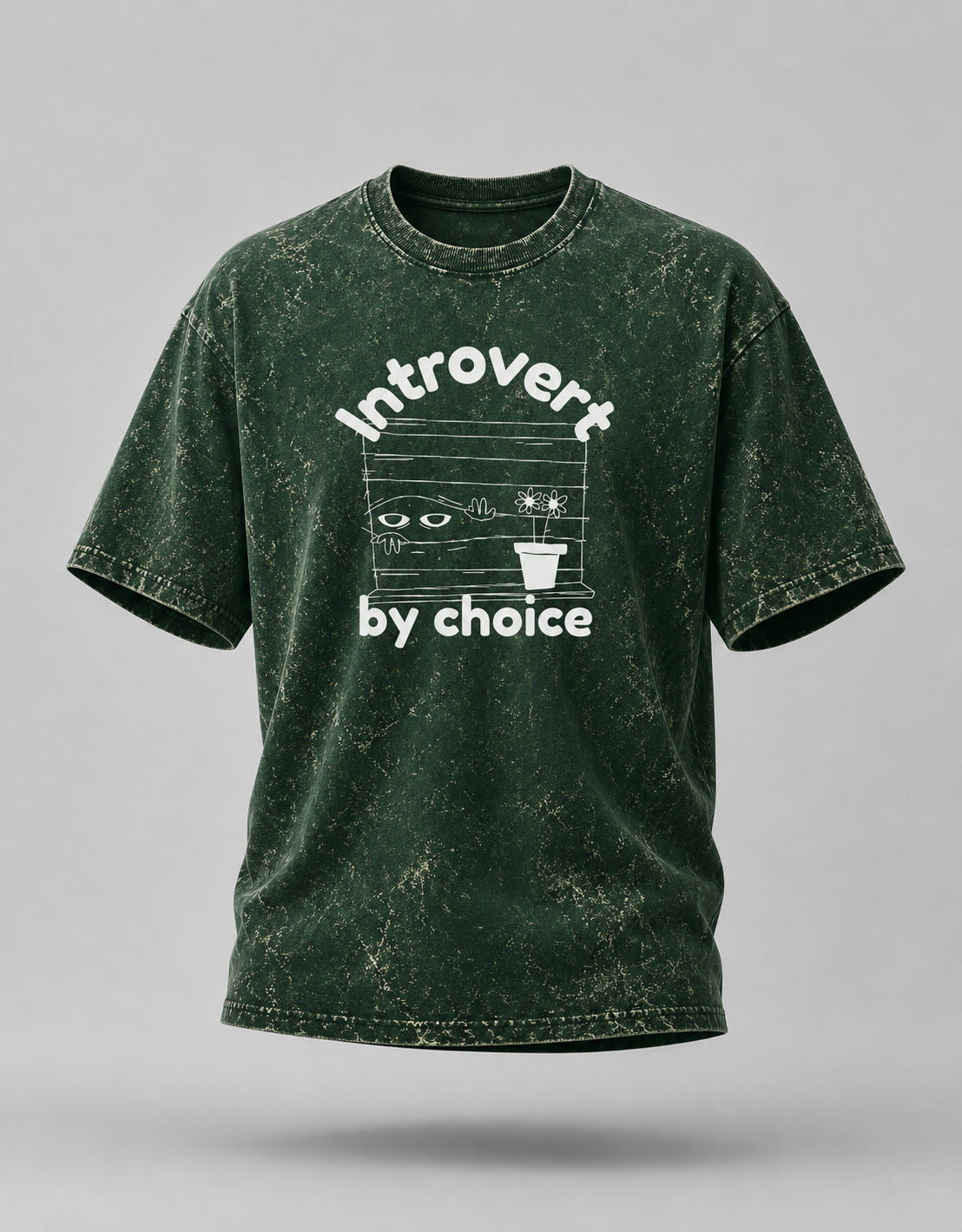 Introvert By Choice Unisex Acid Washed Oversized Tee