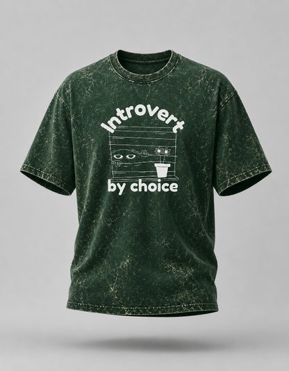 Introvert By Choice Unisex Acid Washed Oversized Tee
