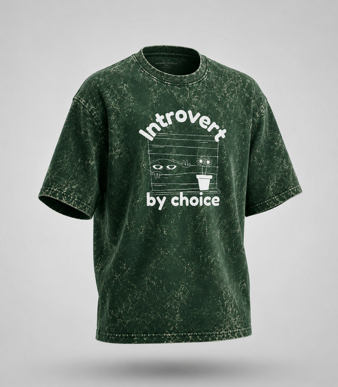 Introvert By Choice Unisex Acid Washed Oversized Tee