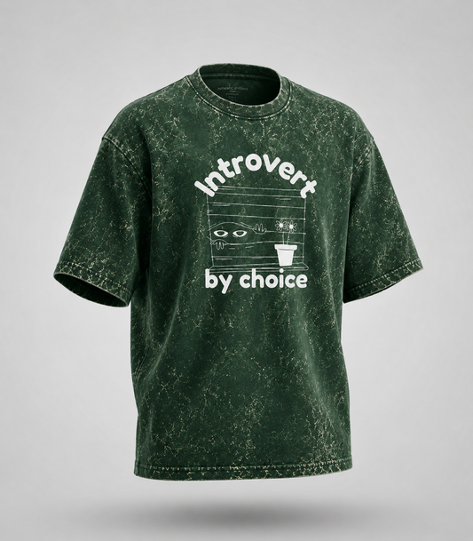 Introvert By Choice Unisex Acid Washed Oversized Tee