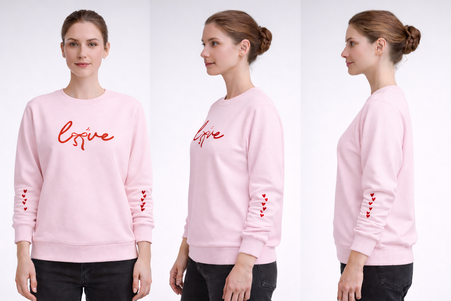 Love Bow & Heart Sleeve Sweatshirt