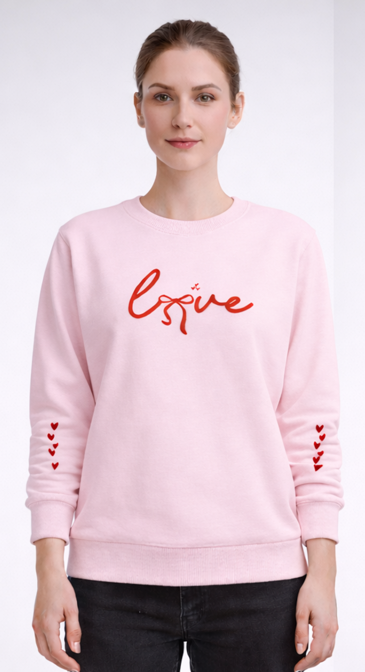 Love Bow & Heart Sleeve Sweatshirt