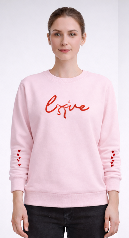Love Bow & Heart Sleeve Sweatshirt