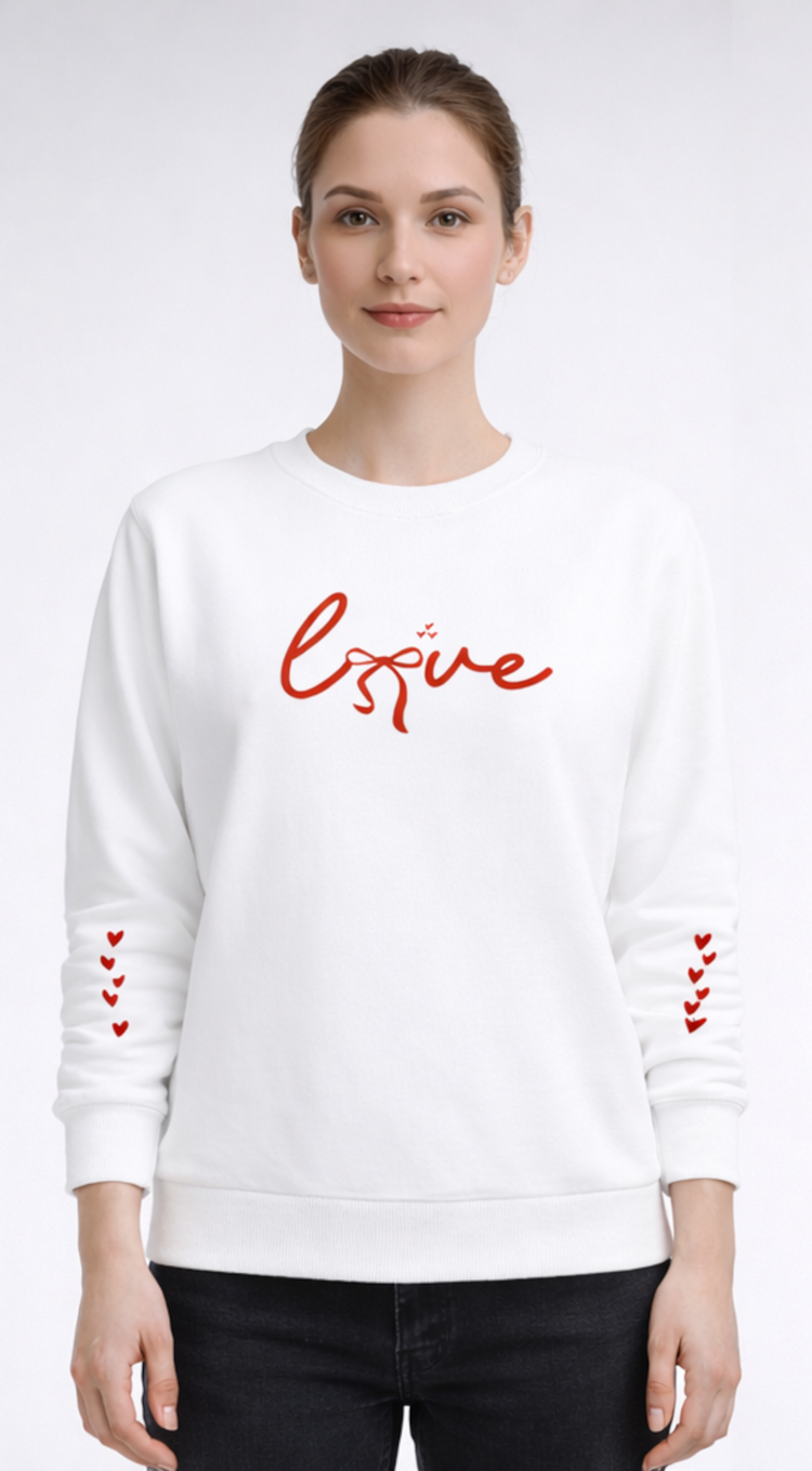 Love Bow & Heart Sleeve Sweatshirt