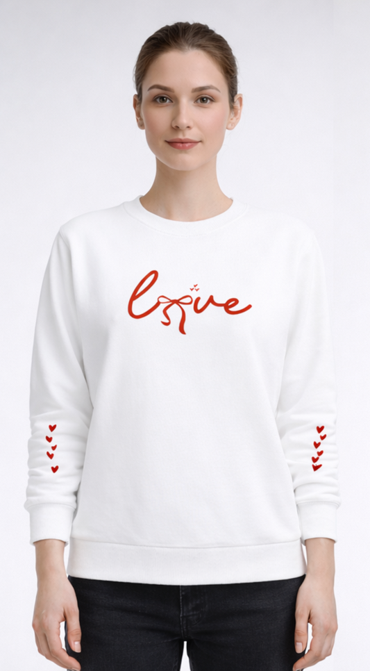 Love Bow & Heart Sleeve Sweatshirt