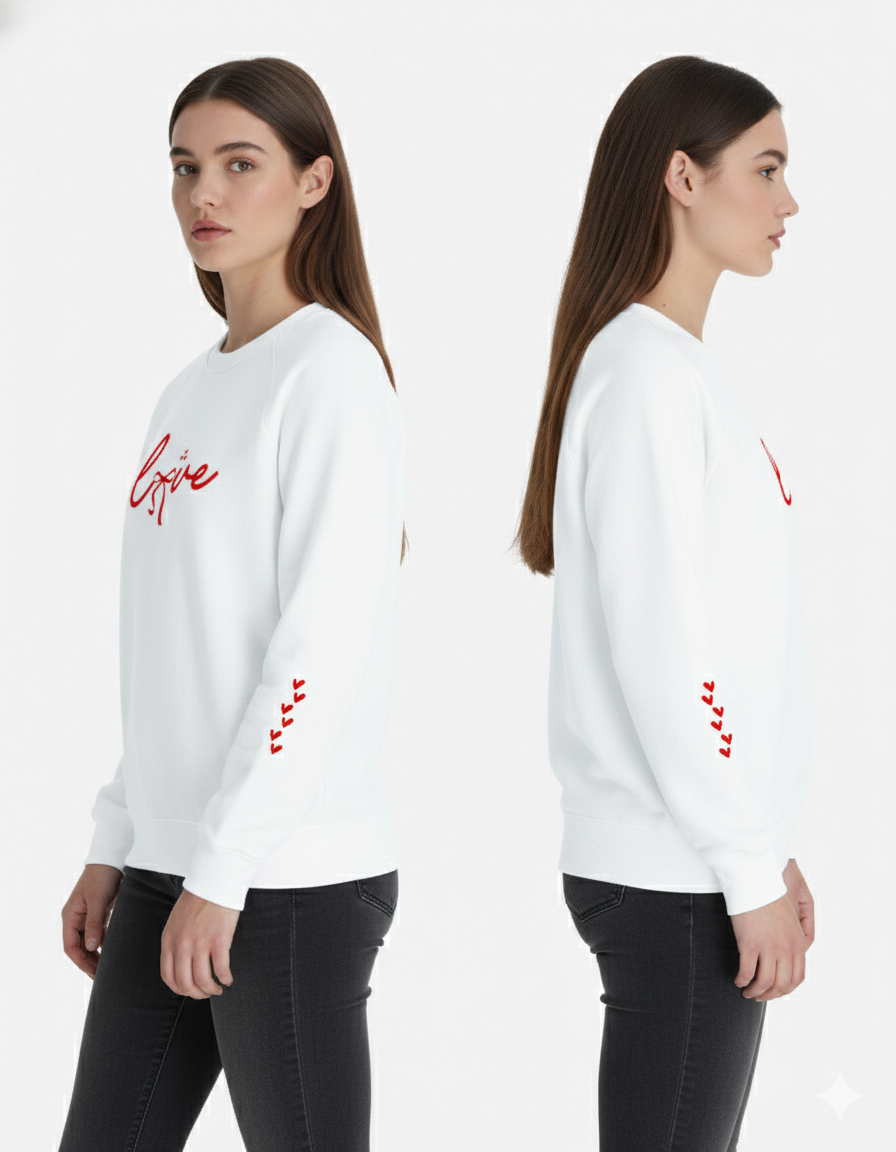Love Bow & Heart Sleeve Sweatshirt