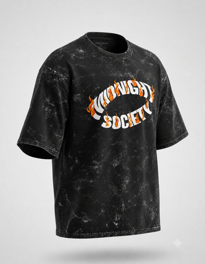 Midnight Society Unisex Acid Washed Oversized Tee